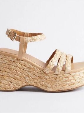 Braided Platform Wedge Sandal - Natural